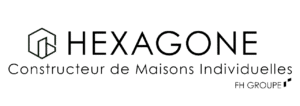 Hexagone - Constructeur de Maisons Individuelles FH Groupe Logo Hexagone, constructeur de maisons individuelles du groupe FH, avec une icône hexagonale architecturale.