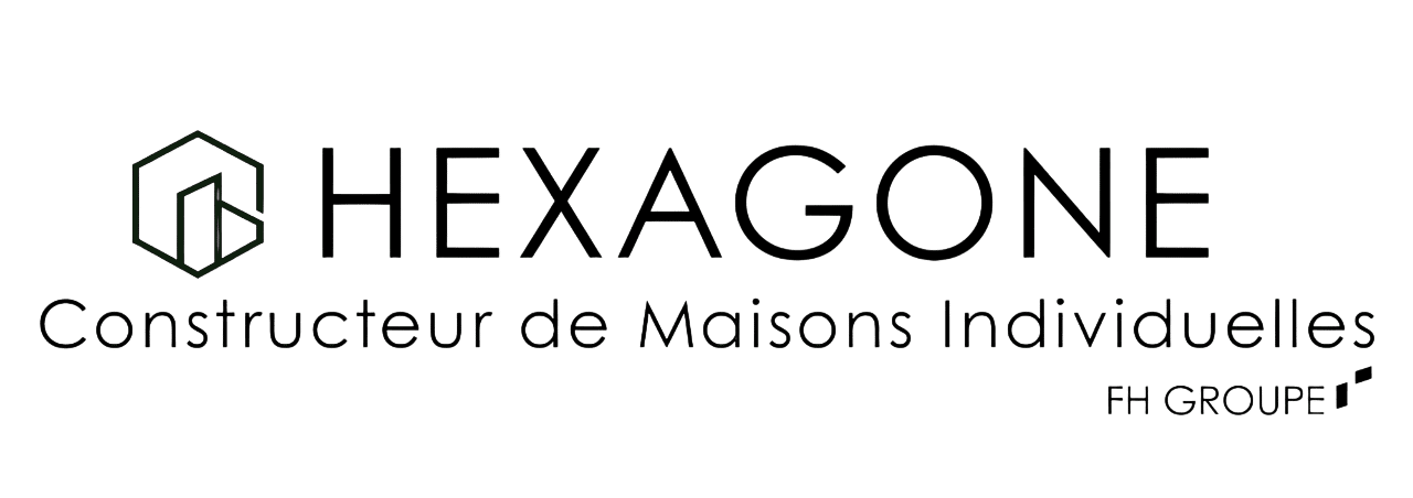 Logo Hexagone, constructeur de maisons individuelles du groupe FH, avec une icône hexagonale architecturale.